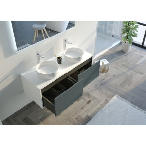 Rangements Meuble salle de bain MARUCA 1200 Gris béton et Blanc
