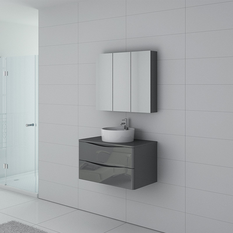 Meuble simple vasque gris salle de bain Terranova 800