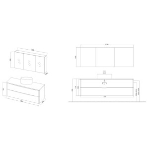 Plan Meuble salle de bain Terranova 1200 Gris taupe