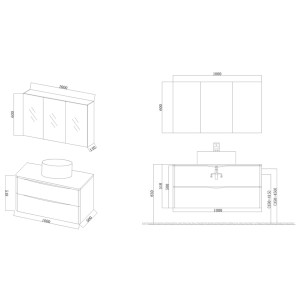Meuble salle de bain Terranova 1000 Gris taupe