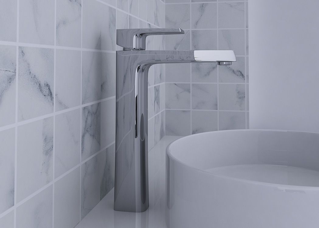 Robinet mitigeur design pour salle de bain aspect chrome