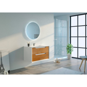 Meuble salle de bain SCORDIA 900 Bois naturel et Blanc