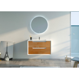 Meuble salle de bain SCORDIA 900 Bois naturel et Blanc