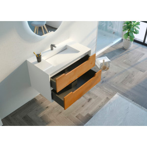 Meuble salle de bain SCORDIA 900 Bois naturel et Blanc