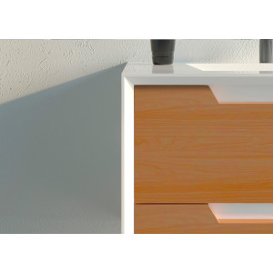 Meuble salle de bain SCORDIA 900 Bois naturel et Blanc