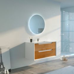 Meuble salle de bain SCORDIA 1000 Bois naturel et Blanc