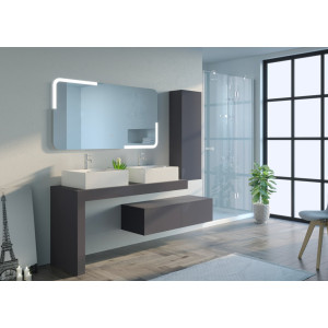 Meubles salle de bain Melizzano 1400 Gris Anthracite