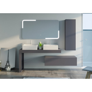 Meubles salle de bain Melizzano 1400 Gris Anthracite