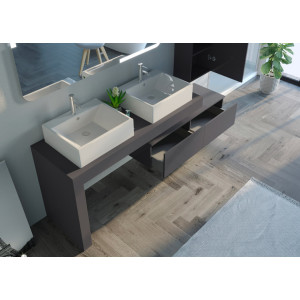 Meubles salle de bain Melizzano 1400 Gris Anthracite