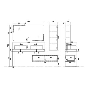 Dimensions Meubles salle de bain Melizzano 1400 Gris Anthracite