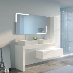 dimensions Meubles salle de bain Melizzano 1400 Blanc