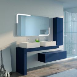 Dimensions Meubles salle de bain MELIZZANO 1400 Bleu Saphir