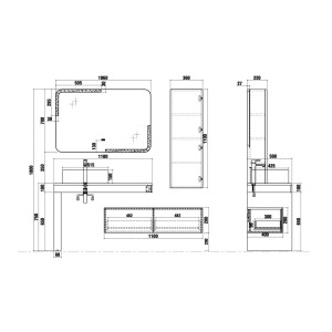 Dimensions Meuble salle de bain MELIZZANO 1100 Bleu saphir