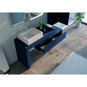 Meuble salle de bain MELIZZANO 1100 Bleu saphir