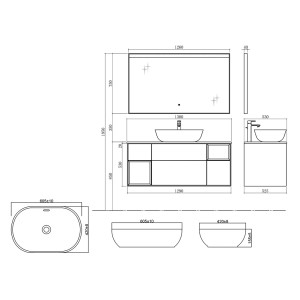 Plan dimensions SORIANO B Blanc