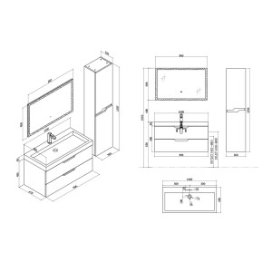Meuble salle de bain CALABRO 1000 Noir