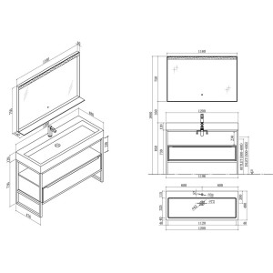Meuble salle de bain LAMEZIA 1200 Scandinave