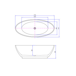 Plan dimensions Baignoire îlot Valentia Black