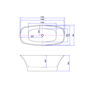 Plan Dimensions Baignoire îlot Lizarra