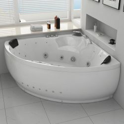 Baignoire balneo d'angle California 32 jets garantie 5 ans par salledebain-online