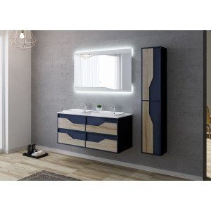 Meuble salle de bain URBINO 1200 Scandinave et Bleu Saphir