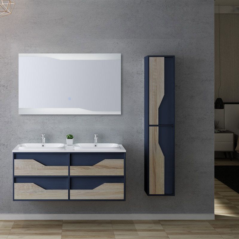 Meuble de salle de bain suspendu double vasque intégrée 120cm 2