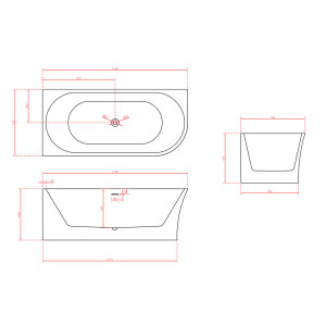 Plan dimensions Baignoire îlot G-Sicilia Black