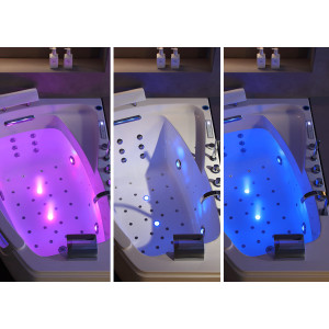 Baignoire balnéo avec cascade éclairée par LED D-Bornéo