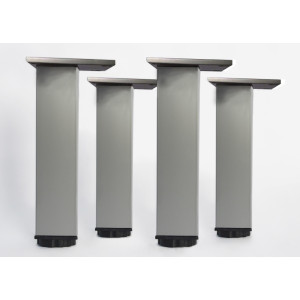 Lot de 4 pieds carrés en alu brossé de 20 cm pour meubles