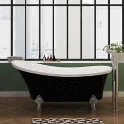 Baignoire îlot noire et blanche Cesano Black