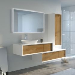 Plan détaillé Meuble salle de bain BELSITO 1200 bois naturel et blanc
