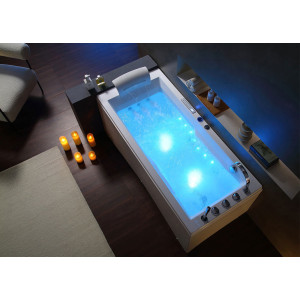Vue dessus Baignoire balneo rectangulaire Mumbai-D 30 jets