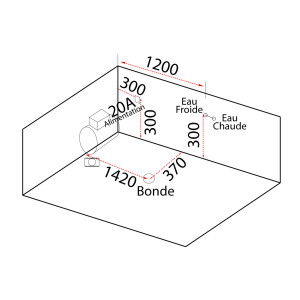 Plan implantation Balneo rectangulaire Mumbai-D 30 jets