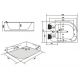 Dimensions et implantationBaignoire balnéo asymétrique G-Mauna-Loa 30 jets