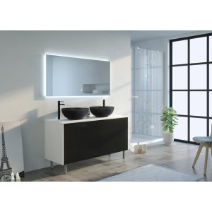 Ensemble meubles salle de bain VERZINO 1400 blanc et noir