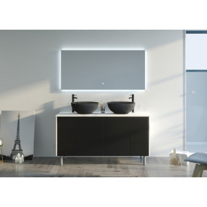 Meubles salle de bain VERZINO 1400 blanc mat et noir mat