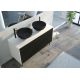 Meubles salle de bain double vasque VERZINO 1400 Blanc et Noir