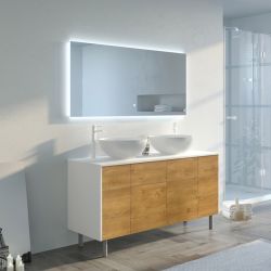 Dimensions Meubles salle de bain VERZINO 1400 Blanc et Bois Naturel