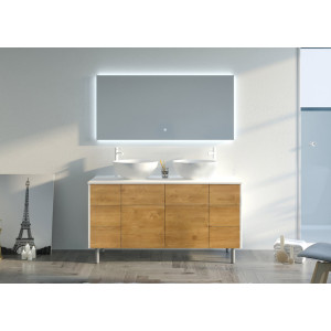 Ensemble Meubles salle de bain VERZINO 1400 Blanc et Bois Naturel
