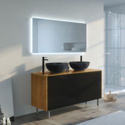 Dimensions Meubles salle de bain VERZINO 1400 Bois Naturel et Noir