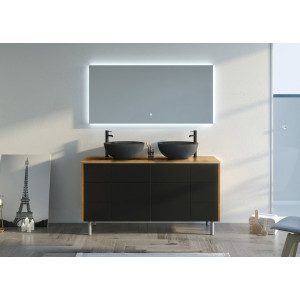 Meubles salle de bain VERZINO 1400 Bois Naturel et Noir mat