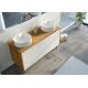 Meubles double vasque blanc mat salle de bain VENEZIA Bois Naturel et Blanc mat