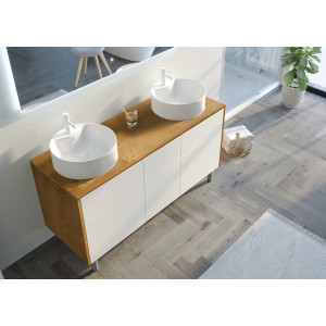 Superbe Meuble salle de bain VENEZIA Bois Naturel et Blanc mat