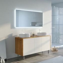 Dimensions Meubles salle de bain VENEZIA Bois Naturel et Blanc mat