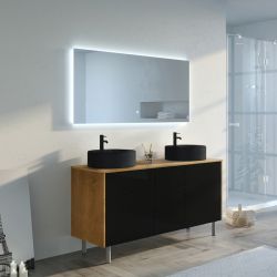 Dimensions Meubles salle de bain VENEZIA Bois Naturel et Noir mat 