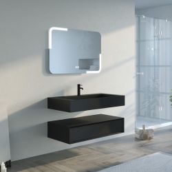 Meuble à simple vasque noir mat salle de bain FLORENTINO 1000N