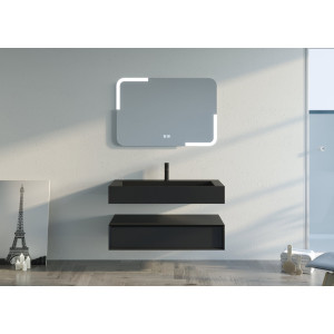 Meuble à simple vasque noir mat salle de bain FLORENTINO 1000N
