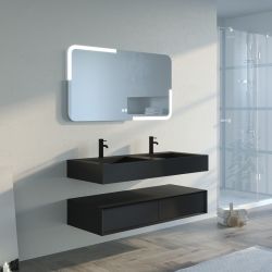 Meuble double vasque salle de bain FLORENTINO 1200 Noir mat