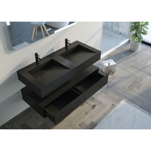 Meuble double vasque salle de bain FLORENTINO 1200 Noir mat