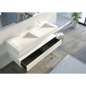 Ensemble de Meuble salle de bain blanc mat FLORENTINO 1400B